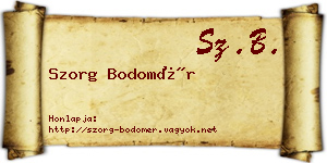 Szorg Bodomér névjegykártya